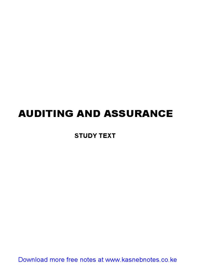 Auditing and Assurance Strathmore University Notes and Revision Kit ...