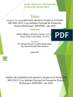 Análisis de La Planificación Operativa, Basado en La Norma ISO 9001 Trabajo de Tesis