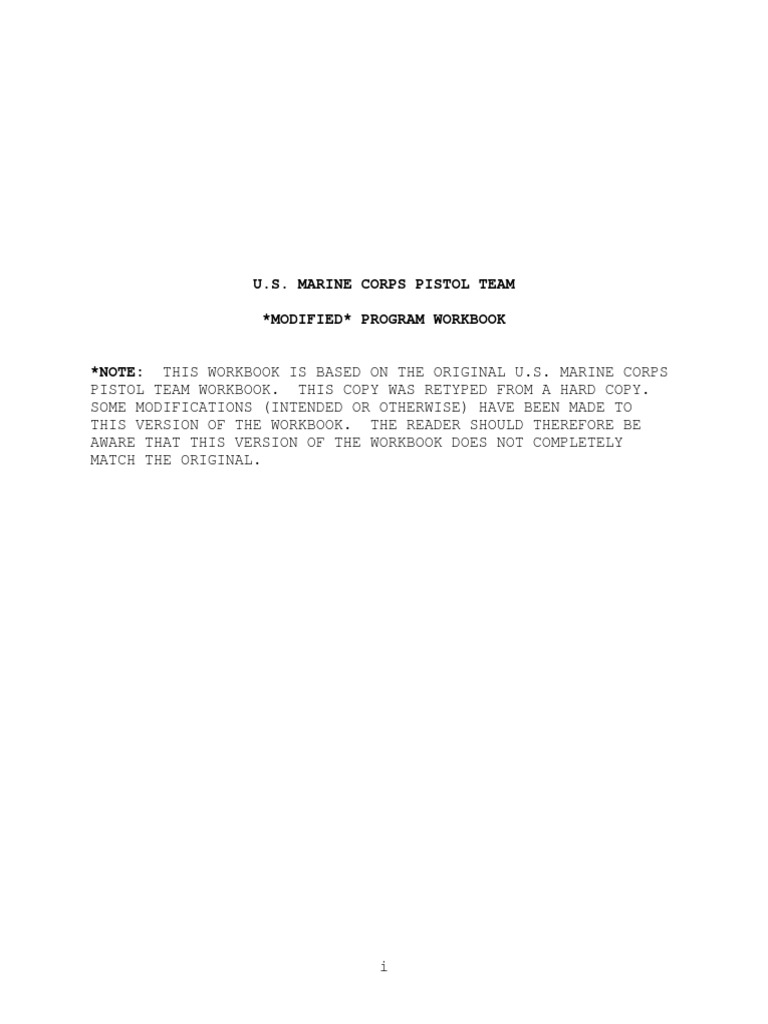 USMC Pistol Team Scoring Workbook | PDF | Marksman | Shooting