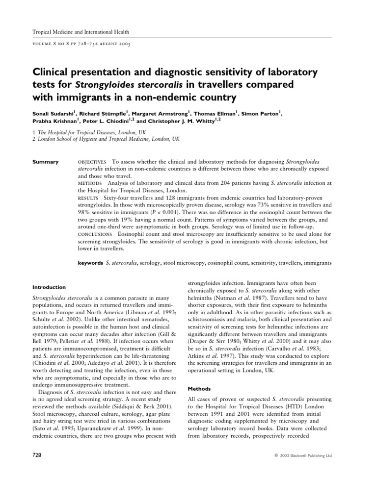 Clinical Presentation and Diagnostic Sensitivity of Laboratory Tests