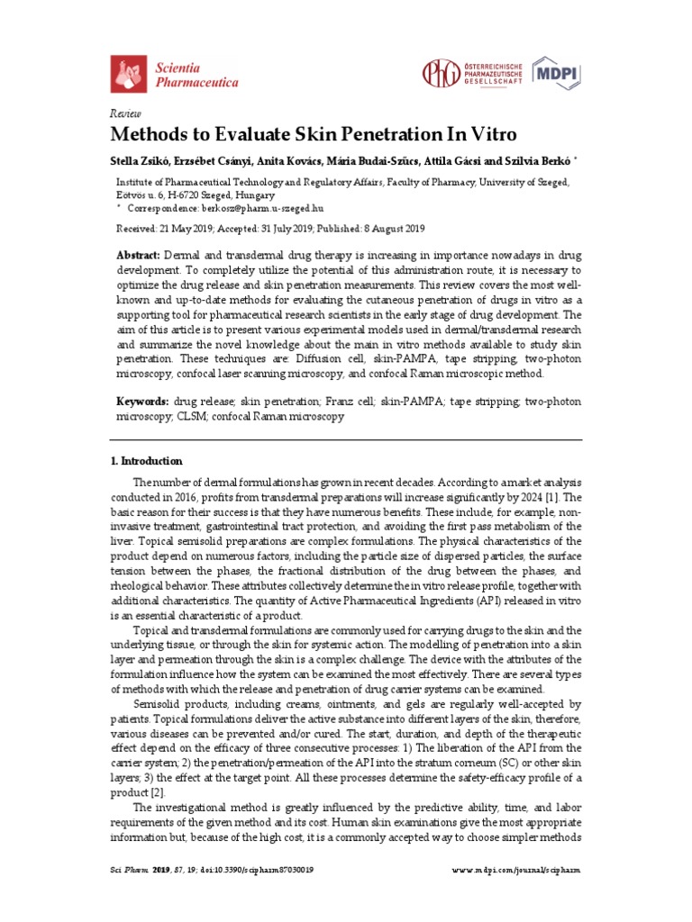Methods To Evaluate Skin Penetration in Vitro | PDF | Microscopy ...