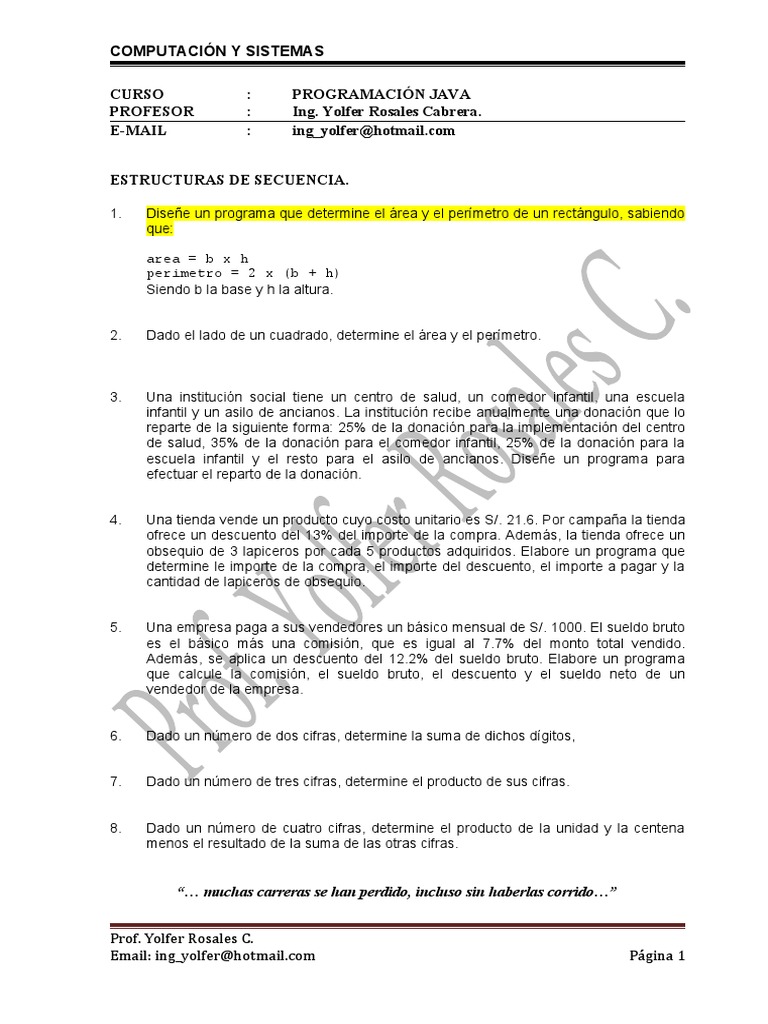 Ejercicios de Programación en Java | PDF | Crecimiento personal y ...