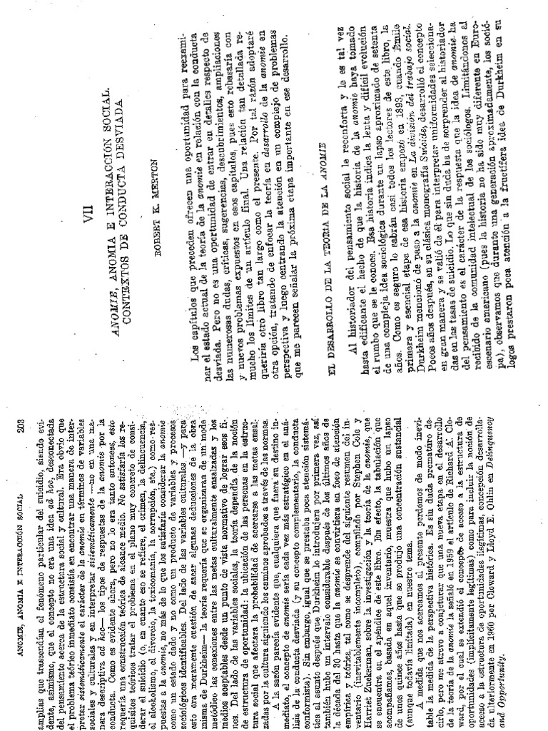Anomie, Anomia e Interacción Social. Contextos de Conducta Desviada ...