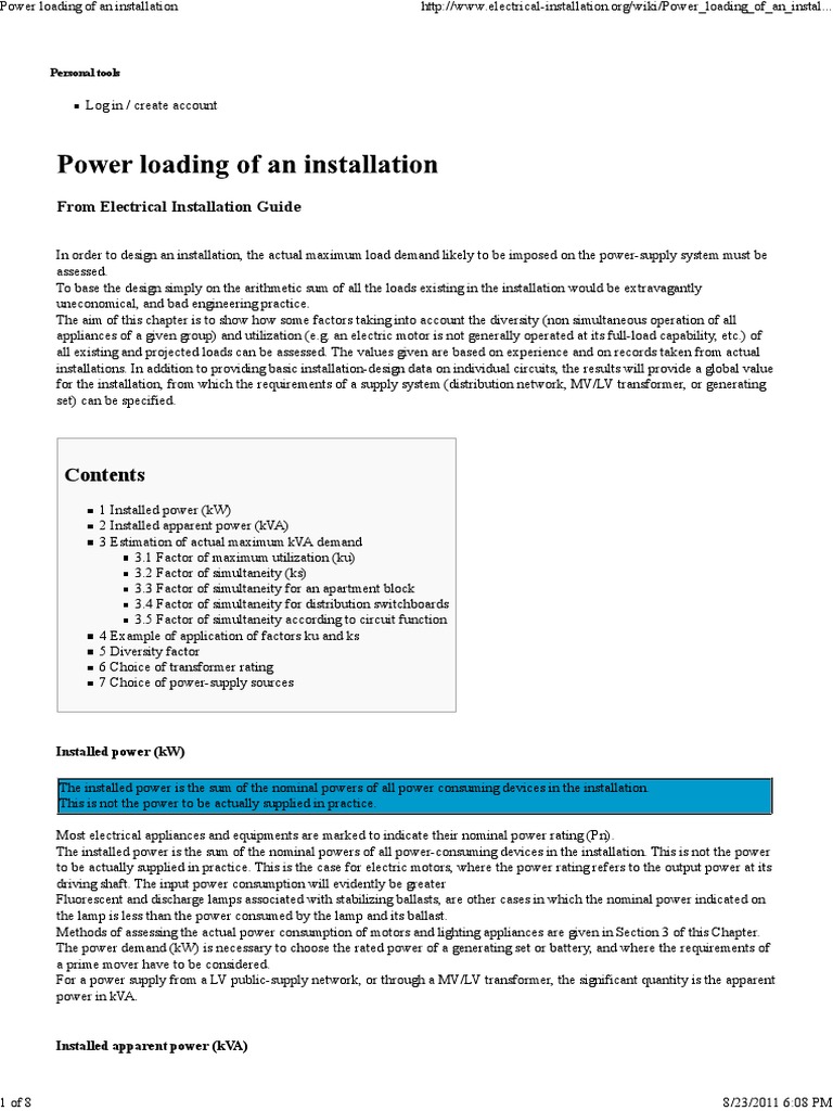 Estimation of Actual Maximum kVA Demand PDF Transformer Power Supply