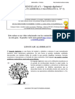 Guia de Trabajo N°3 - 8° Basico Matematica - Lenguaje Algebraico (Apoyo Cuadernillo #3)