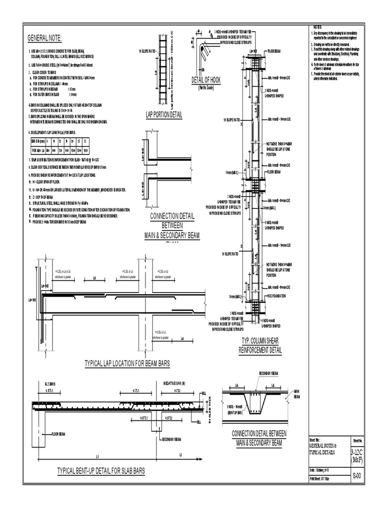 1 ST - Generral Notes | PDF | Beam (Structure) | Column