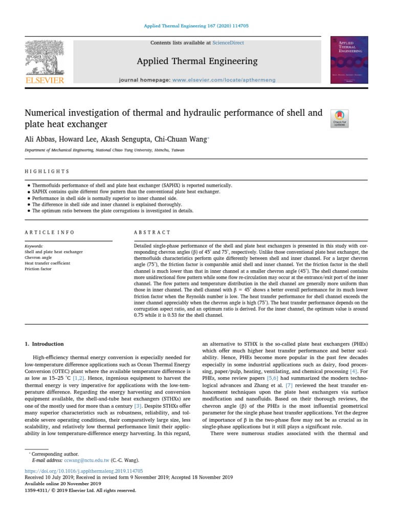 Numerical Investigation of Thermal and Hydraulic Performance of Shell ...