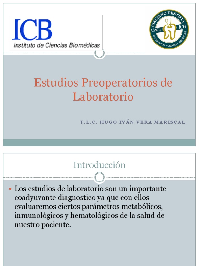 Estudios Preoperatorios de Laboratorio | PDF | Sangre | Coagulación