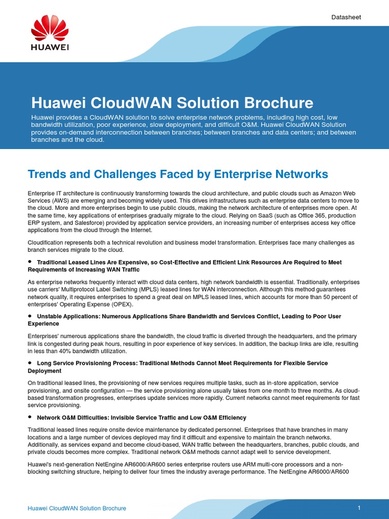 1.huawei CloudWAN Solution Brochure | PDF | Cloud Computing | Computer ...