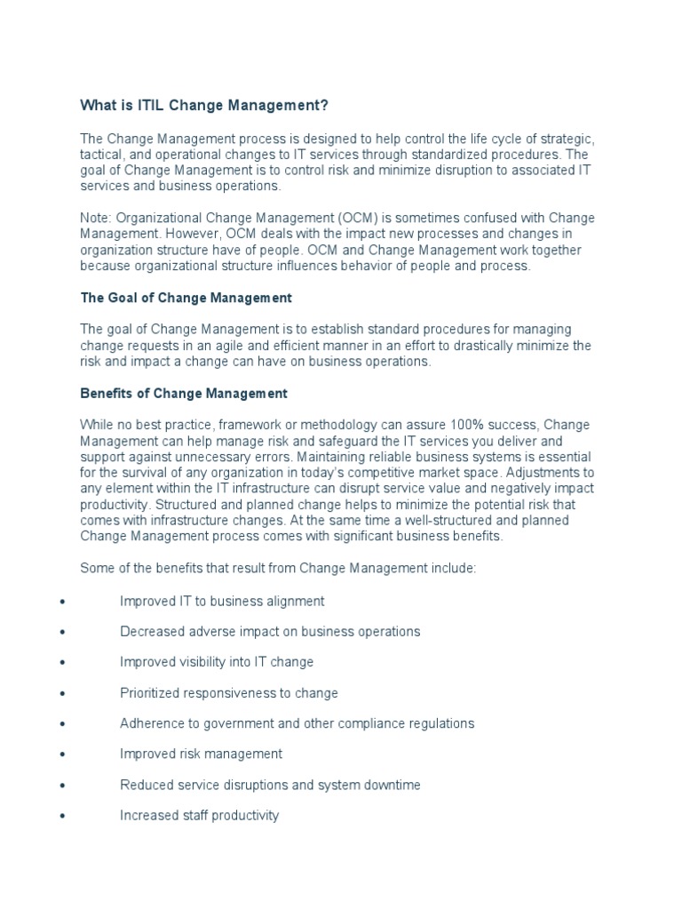 Itil Change Management Pdf Itil Accountability