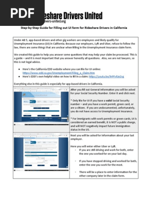 Rideshare Drivers Step by Step Guide for CA UI Claim v1.1