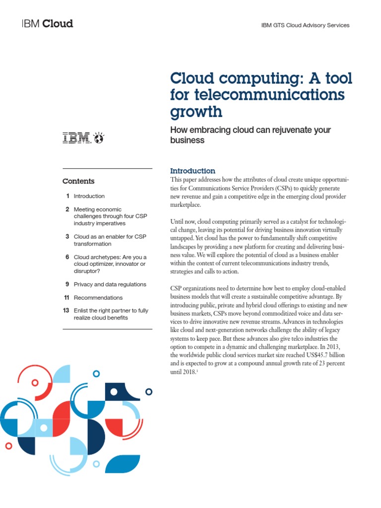Cloud Computing - A Tool For Telecommunications Growth | PDF | Payment ...