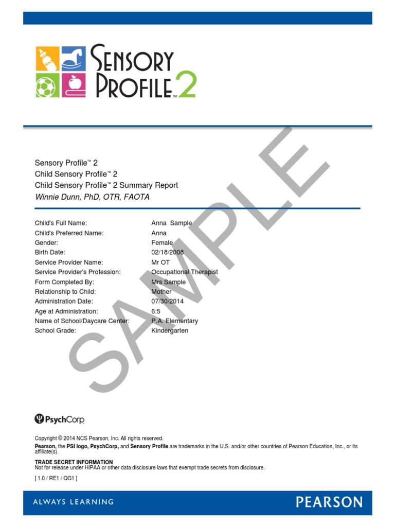 sp2 Child Full Assessment Sample PDF | PDF | Perception | Caregiver