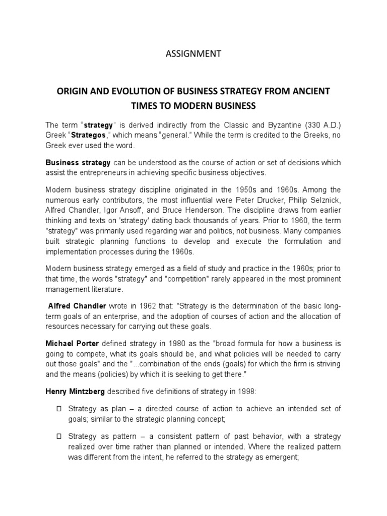 Origin and Evolution of Business Strategy | PDF | Strategic Management