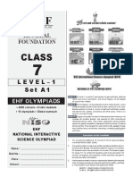 EHF Learning for Life Class 7 Level-1 Set A1 National Interactive Science Olympiad