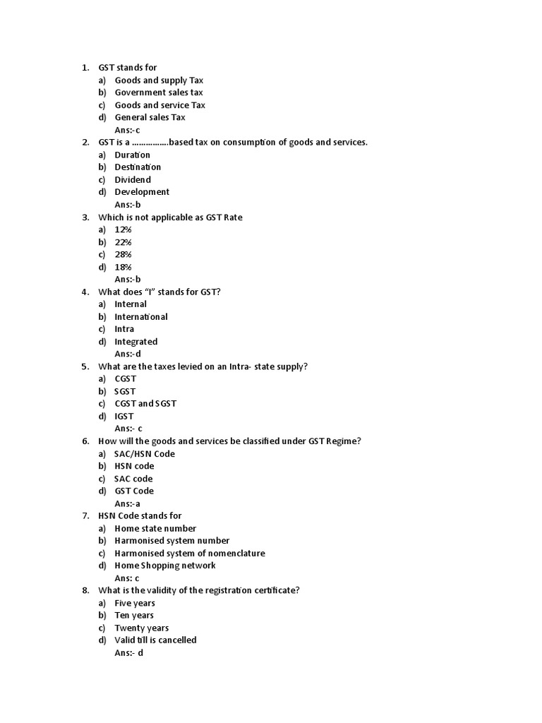 Tally GST Questions and Answers PDF | PDF | Taxation | Payments