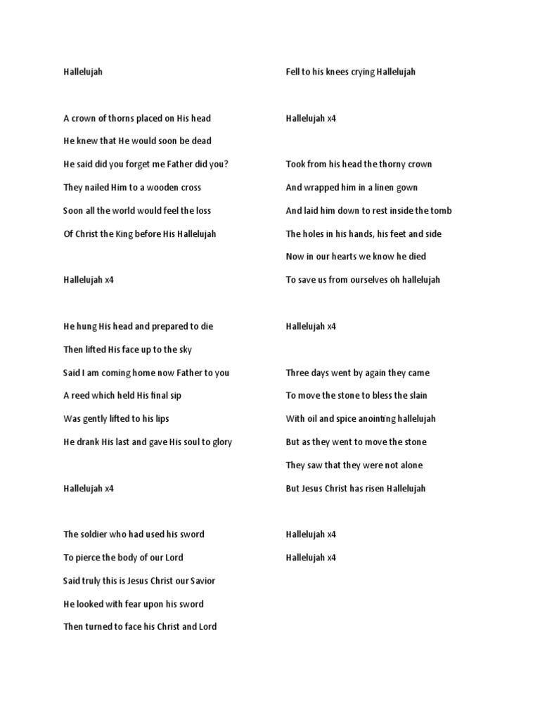 Hallelujah by Kelly Mooney | PDF | Jesus | Religious Behaviour And ...
