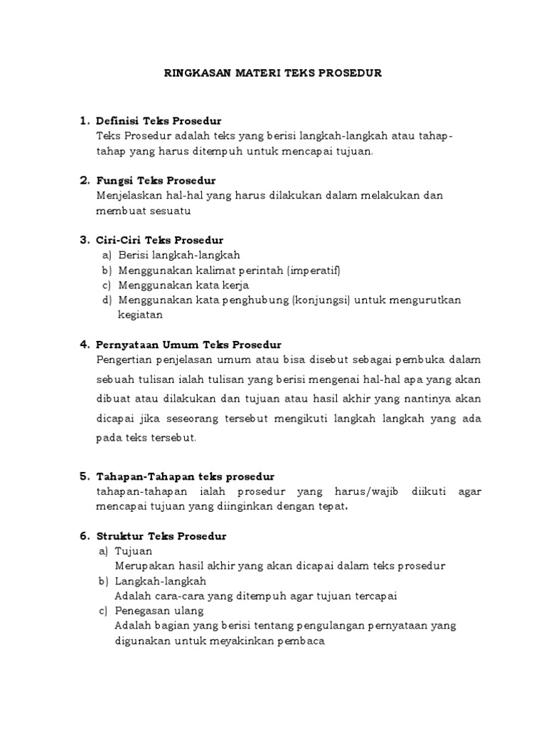 Ringkasan Materi Teks Prosedur Pdf