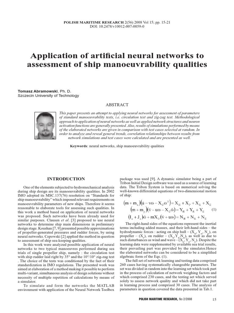 Neural Networks for Ship Maneuverability | PDF | Artificial Neural ...
