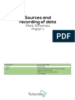 Sources and Recording of Data: Mark Schemes Paper 1