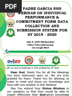 Padre Garcia Nhs Webinar On Individual Performance & Commitment Form Data Collection and Submission System For SY 2019 - 2020