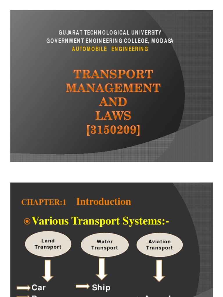 Transport Management PDF Land Transport Transport