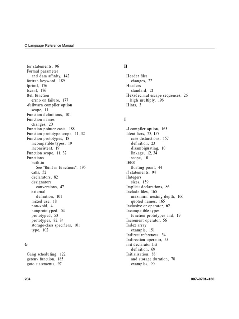 C Language Reference Manual | Download Free PDF | Subroutine | Scope ...