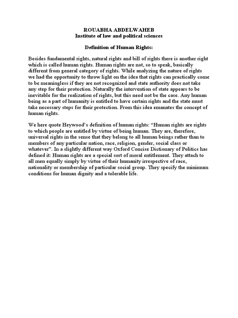 Definition of Human Rights | PDF