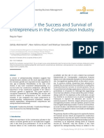 Predictors For The Success and Survival of Entrepreneurs in The Construction Industry