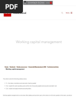 Working Capital Management: Menu