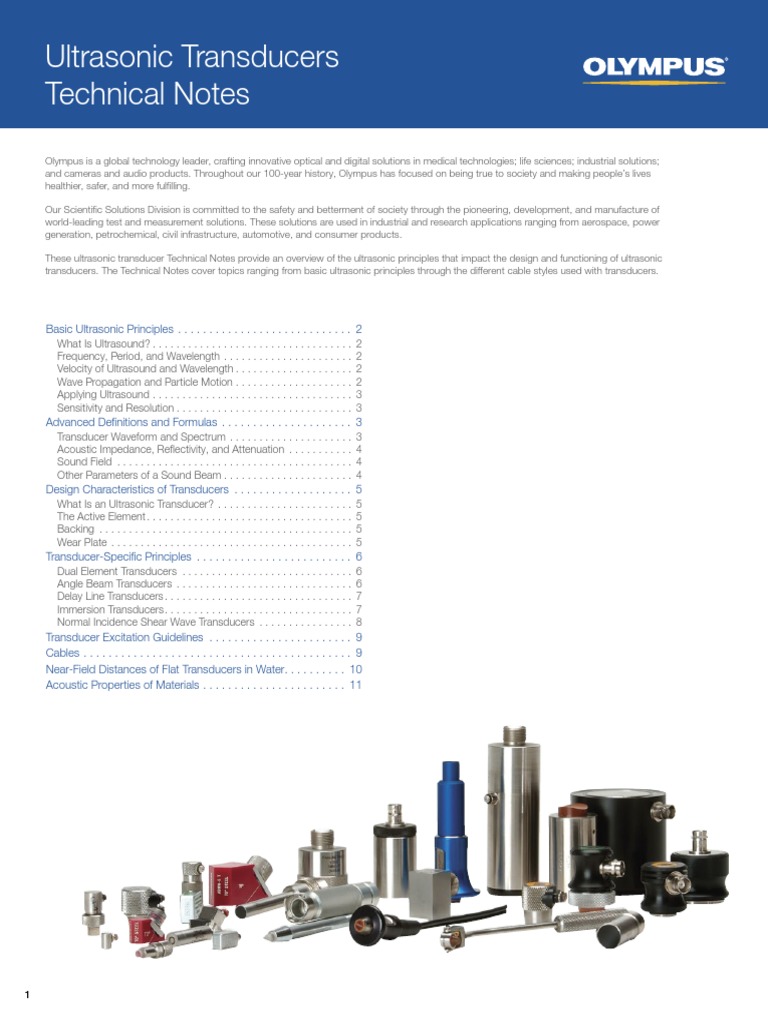 Ultrasonic Transducers Technical Notes PDF Ultrasound Waves