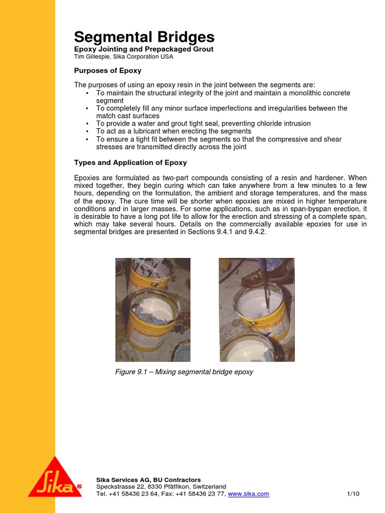 Segmental Bridges: Epoxy Jointing and Prepackaged Grout | PDF ...