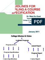 Guidlines For Compiling A Course Specification: Dr. Wael As-Sawi