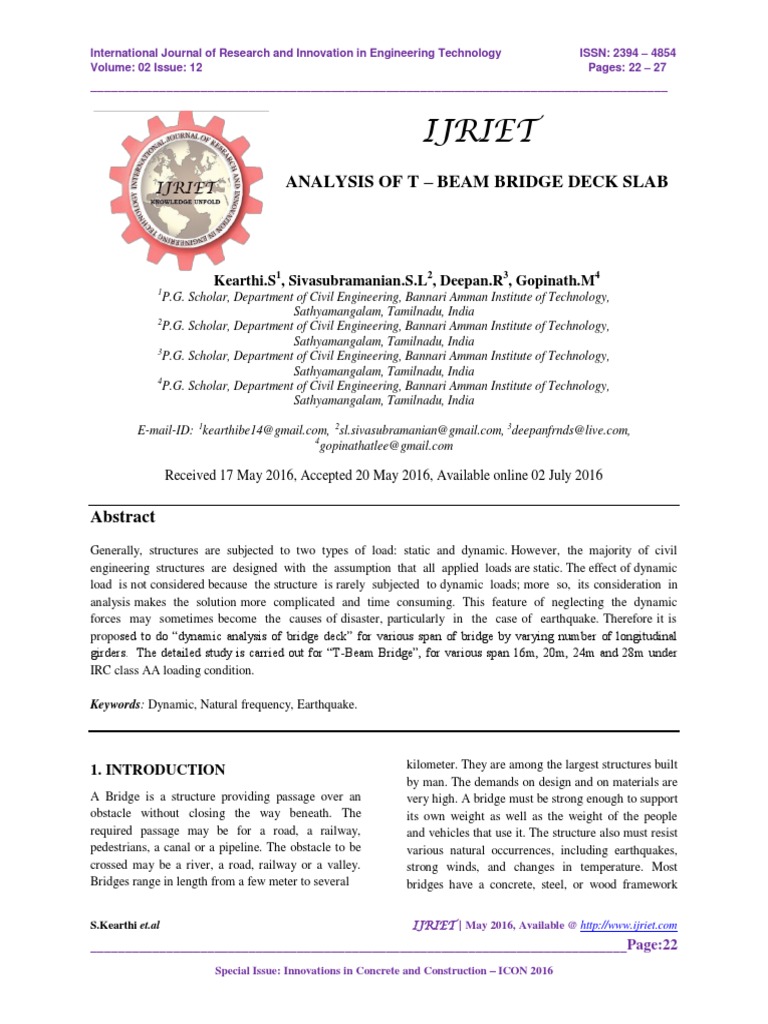 Dynamic Analysis of T-Beam Bridge Deck | PDF | Bridge | Bending
