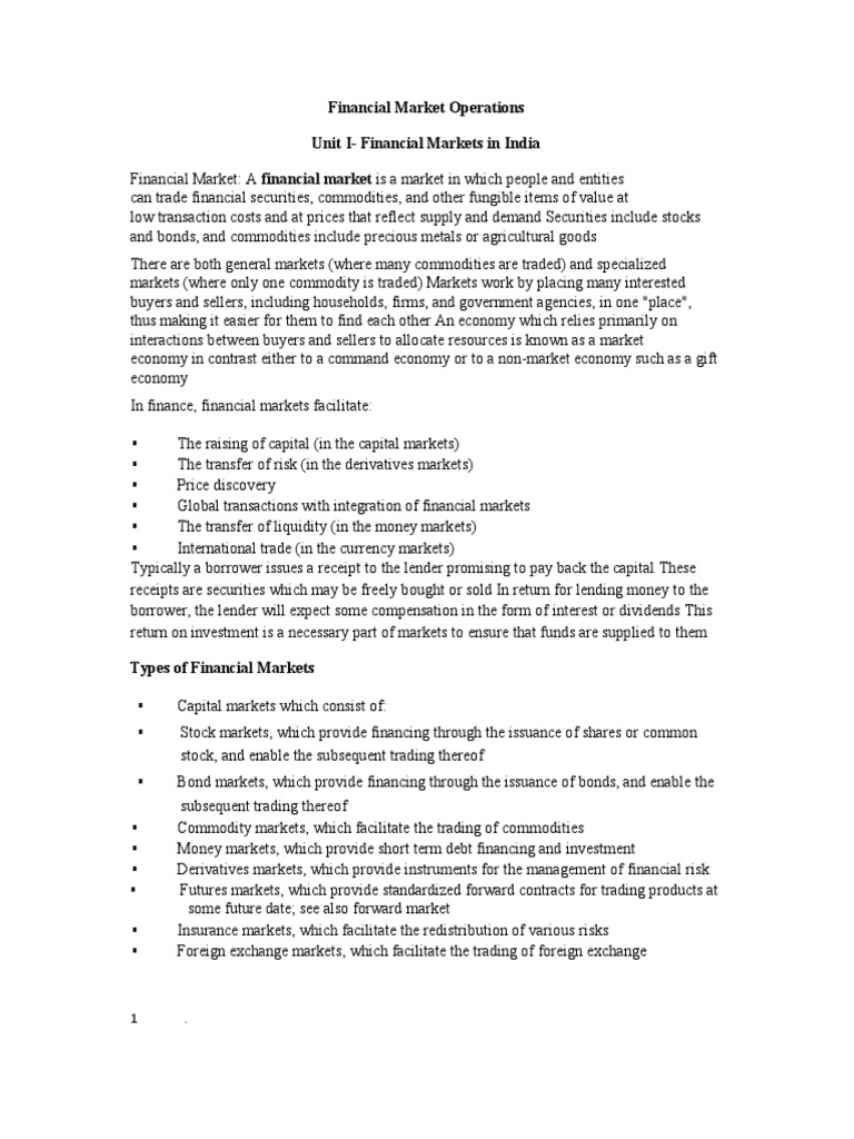 Financial Market Operations Overview | PDF | Money Market | Financial ...
