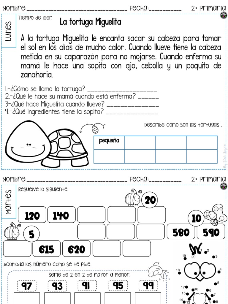 Actividades de Repaso para 2° Primaria | PDF | Reptil | Naturaleza