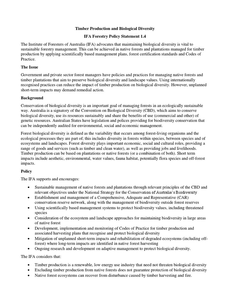 Policy 1 - 4 Diversity | PDF | Biodiversity | Conservation Biology