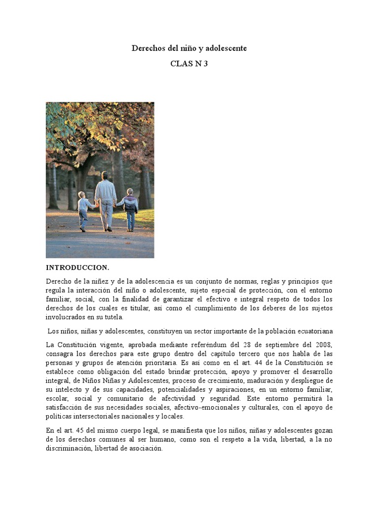 Derechos de Niños y Adolescentes en Ecuador | PDF | Adolescencia | Familia