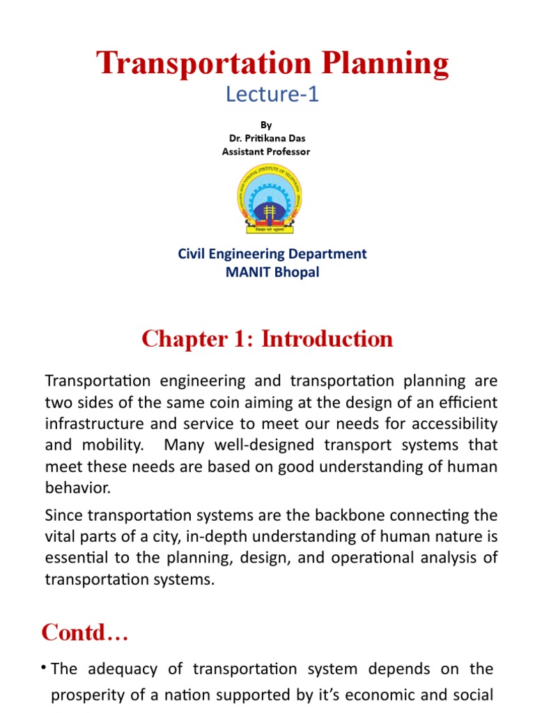 Transportation Planning: Lecture-1 | PDF | Transport | Public Transport