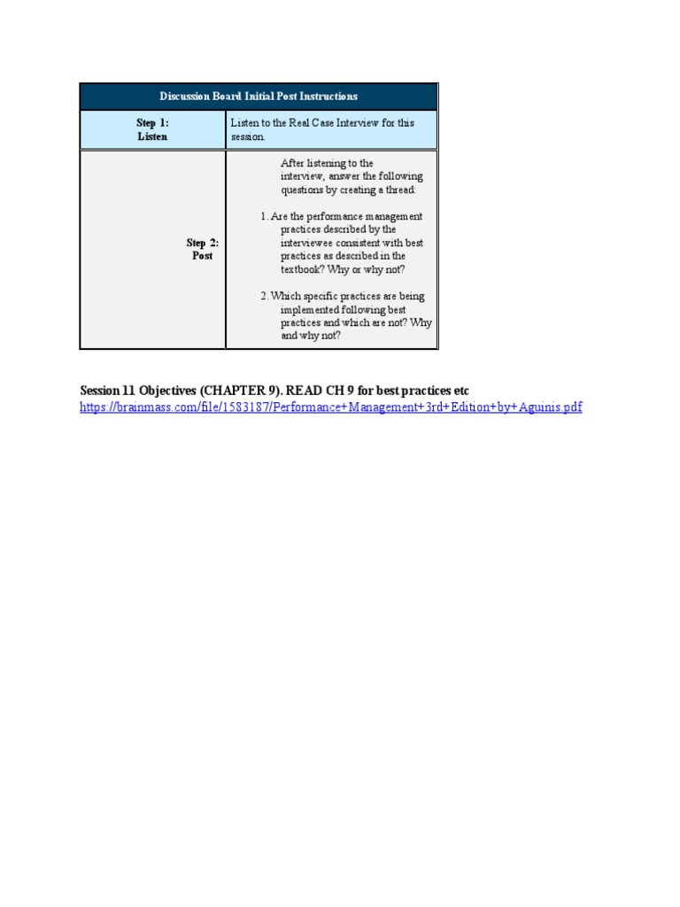 Performance Management Discussion Post Guide | PDF | Career & Growth