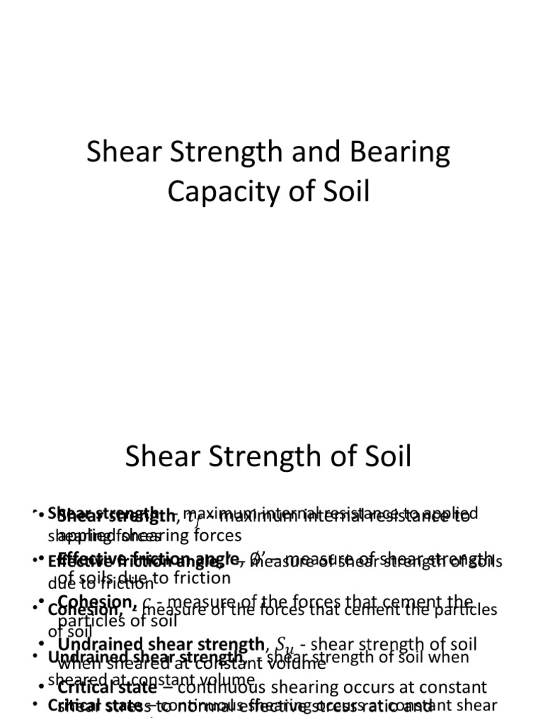 Shear Strength and Bearing Capacity of Soils A Comprehensive Analysis