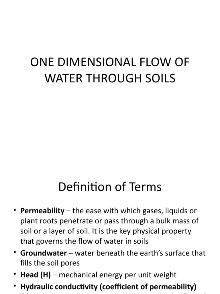 5 One Dimensional Flow of Water Through Soils | PDF | Porosity | Soil