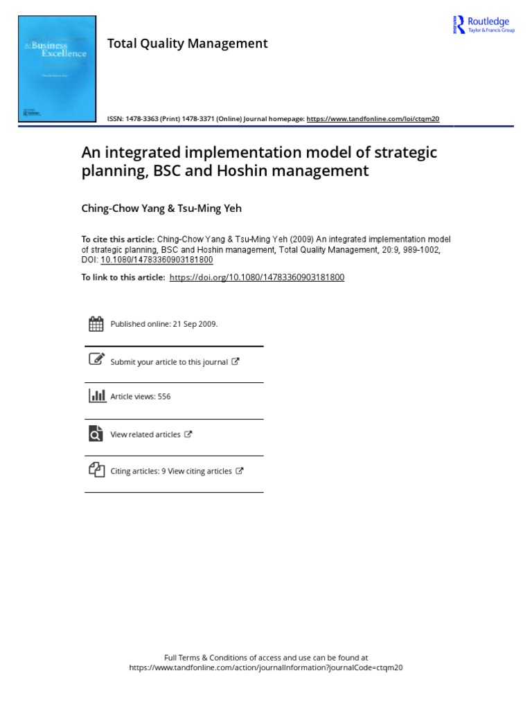 Integrated Model of Strategic Planning | PDF | Strategic Management ...