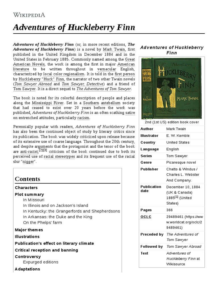 Adventures of Huckleberry Finn | PDF | Adventures Of Huckleberry Finn ...
