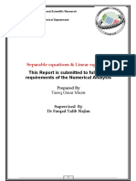 Separable Equations & Linear Equations: This Report Is Submitted To Fulfill The Requirements of The Numerical Analysis