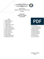 Enrolment Grade Six - Garnet S.Y 2019-2020: Umingan District I Umingan Central Elementary School Umingan