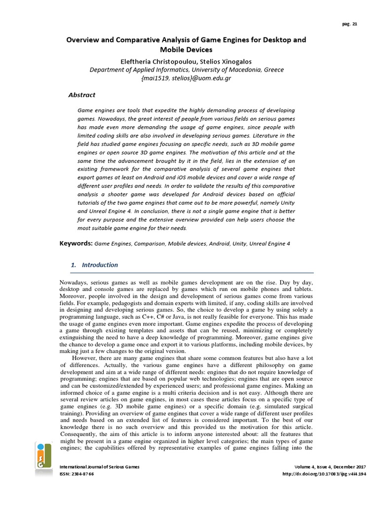 Comparative Analysis of Game Engines | PDF | Unity (Game Engine ...