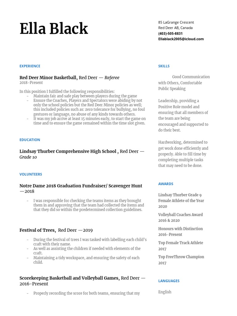 Ella Black Red Deer Minor Basketball, Red Deer Referee PDF Sports