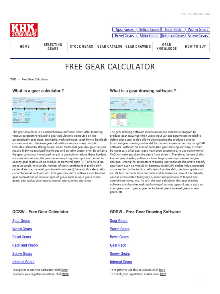 Free Gear Calculator - KHK Gears | PDF | Gear | Mechanical Engineering