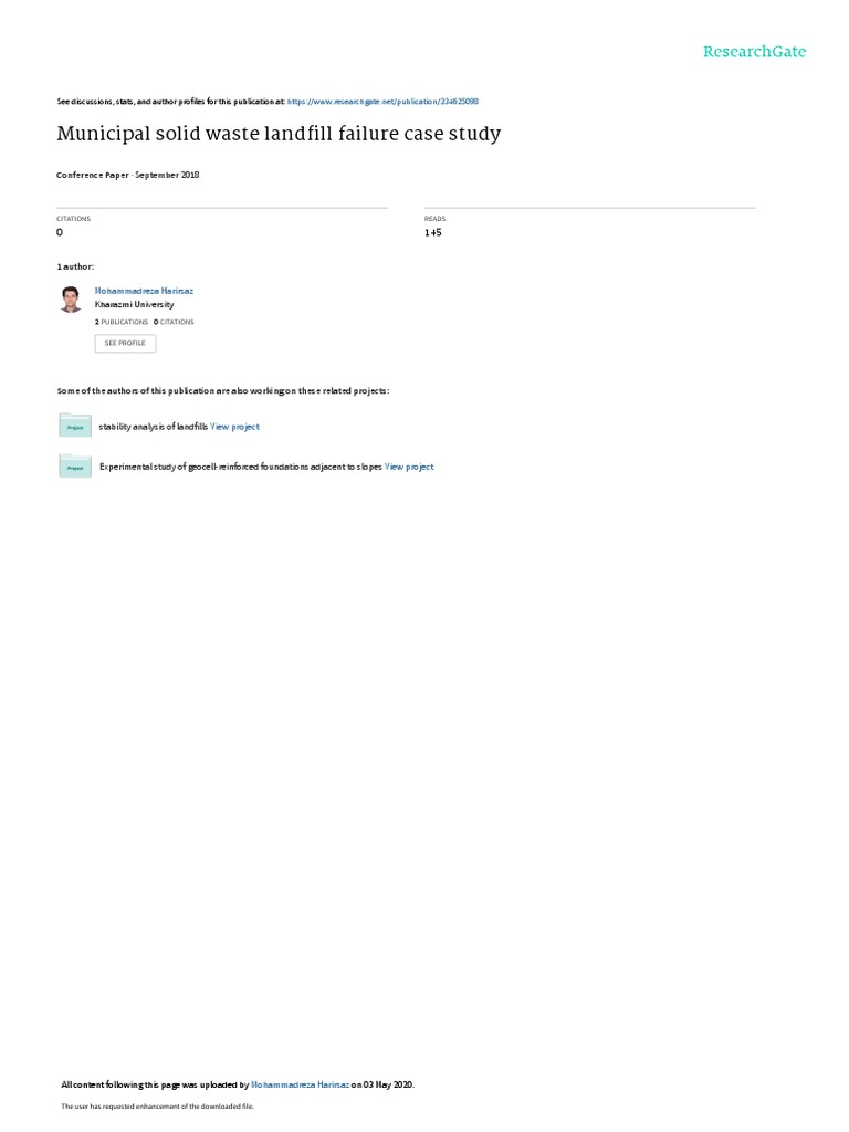 Municipal Solid Waste Landfill Failure Case Study September 2018 Pdf